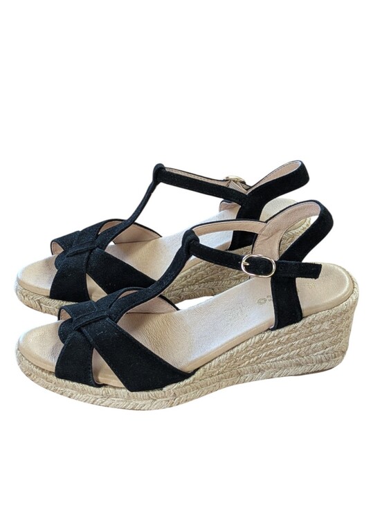 FOSCO Shoes - Fosco Espadrille Wedge Sandals Black Size 39